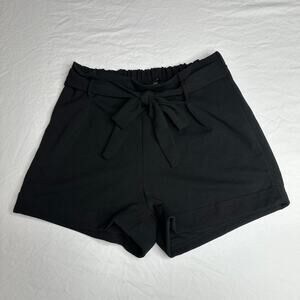Black iris shorts with tie in the front stretchy waist band